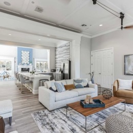 living room with a couch and table