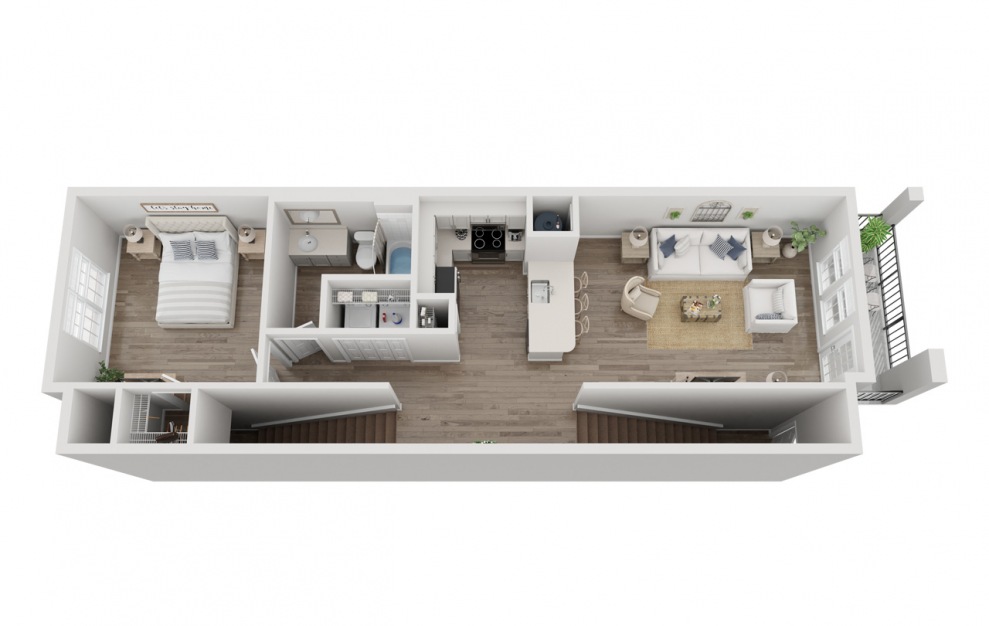 A3 - 1 bedroom floorplan layout with 1 bath and 1002 square feet.